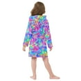 thumbnail image 4 of FORMRS Niños Bathrobe Unisex Hooded Robe Soft Plush Pajamas Sleepwear, Size 2-3T, Vibrant Geometric Pattern, 4 of 7