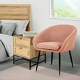 thumbnail image 4 of LEEJAY Modern Pink Accent Chair, Upholstered Vanity Chair with Metal Legs for Bedroom Living Room, 4 of 6