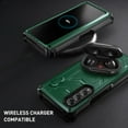thumbnail image 4 of SaniMore for Samsung Galaxy Z Fold 3 Tempered Glass Screen Case, Rugged PC Case with Pen Holder Adjustable Kickstand Wireless Charging Shockproof Protective Case for Samsung Z Fold 3, Armygreen, 4 of 9