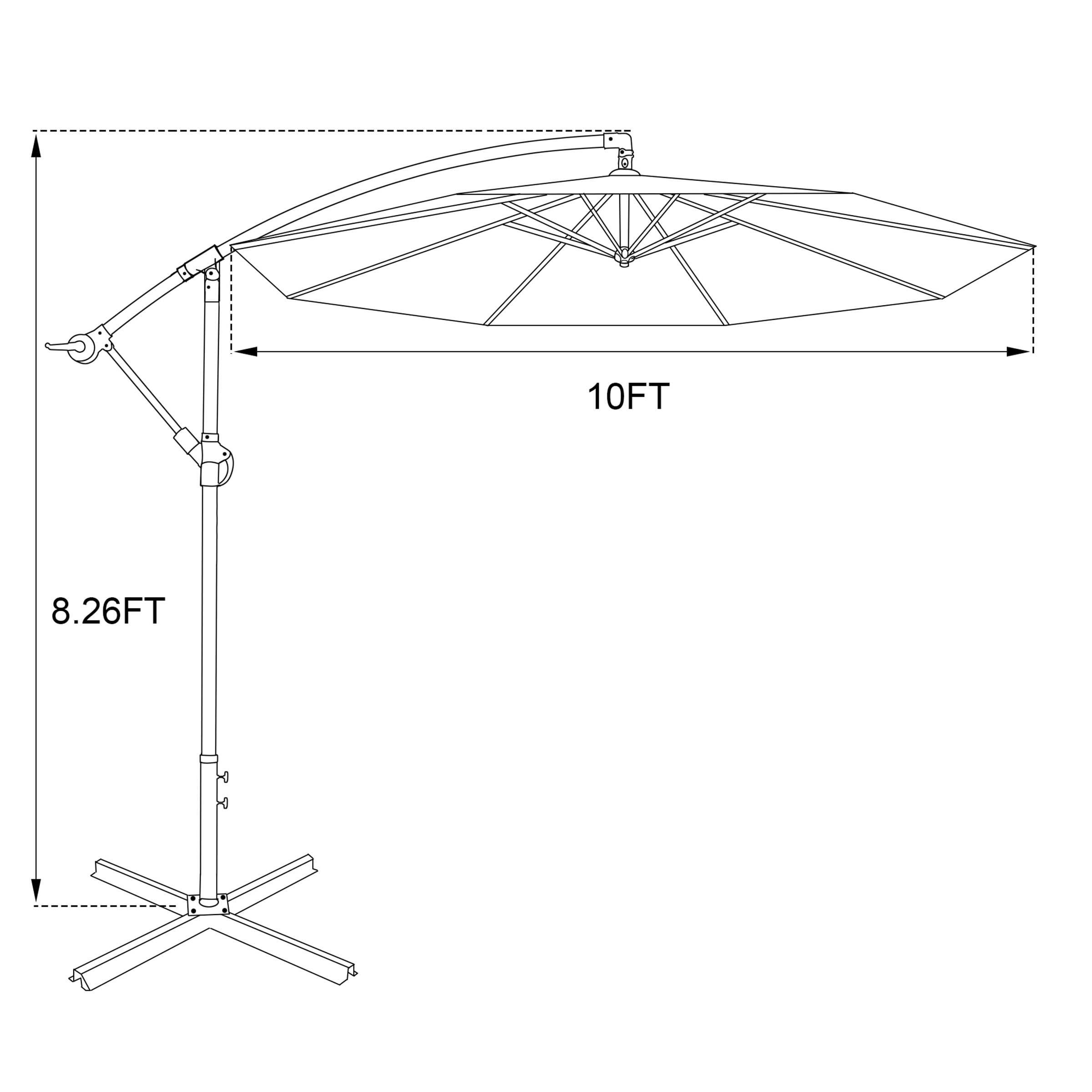Villacera Cantilever Umbrella - 10FT Offset Outdoor Patio Umbrella with Tilt, Beige