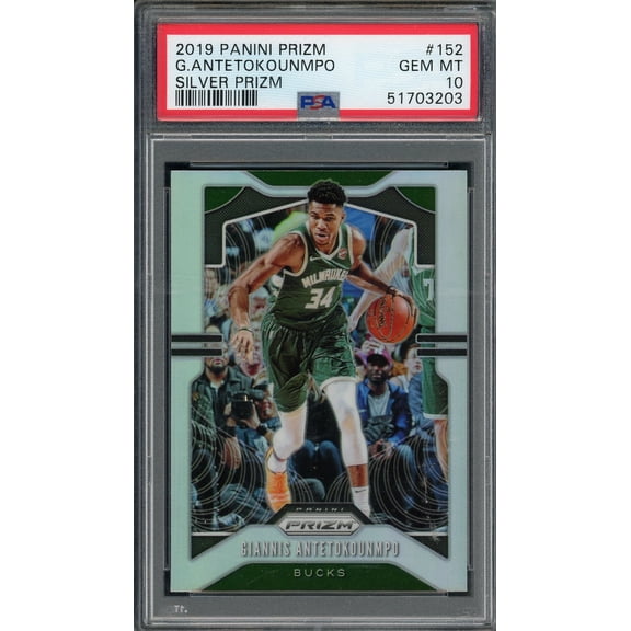 Giannis Antetokounmpo 2019 Panini Silver Prizm Card #152 Graded PSA 10