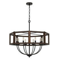 Home Bedroom 60W X 8 Renton Hexagon Rubber Wood, Metal Chandelier