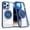 Dark blue, variant on For iPhone 16 Plus Transparent Case (Compatible With MagSafe) With 360° Rotation Invisible Magnetic O-Ring Stand Military-Grade Shockproof Phone Case,Purple,For iPhone 16 Plus