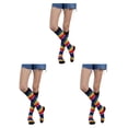 thumbnail image 3 of Calcetines a rayas hasta la rodilla Sonducket 1 par arcoiris negro, 3 of 6
