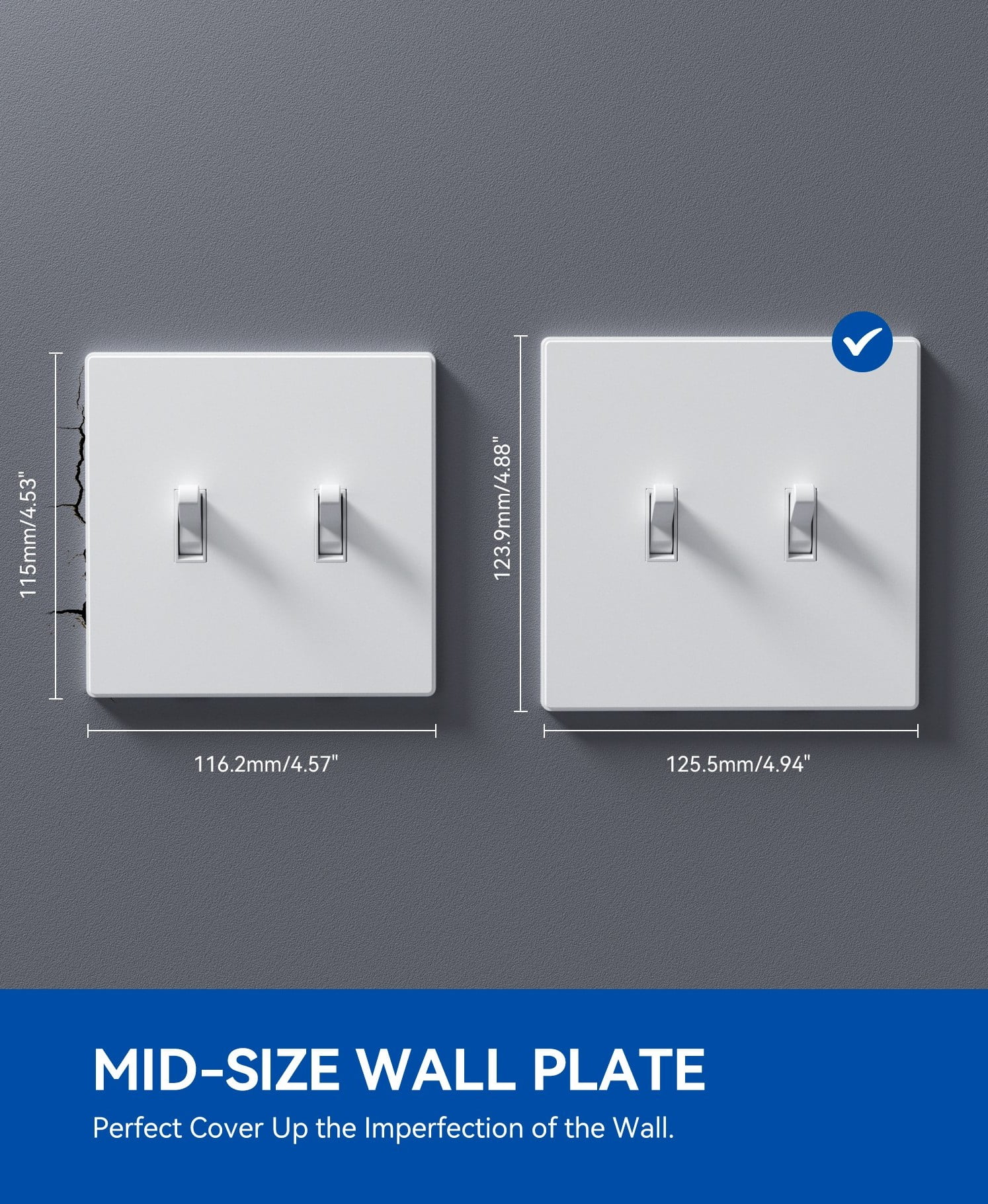Hyper Tough Double Toggle Screwless Wallplate, Fits Two Standard Toggle Switches and Snaps Securely into Place for a Smooth Finish, White