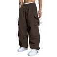 thumbnail image 2 of Godokuleh Men's Baggy Cargo Pants Trendy Casual Parachute Pant Loose Fit Harem Joggers with Pockets for Streetwear Coffee 3XL, 2 of 8