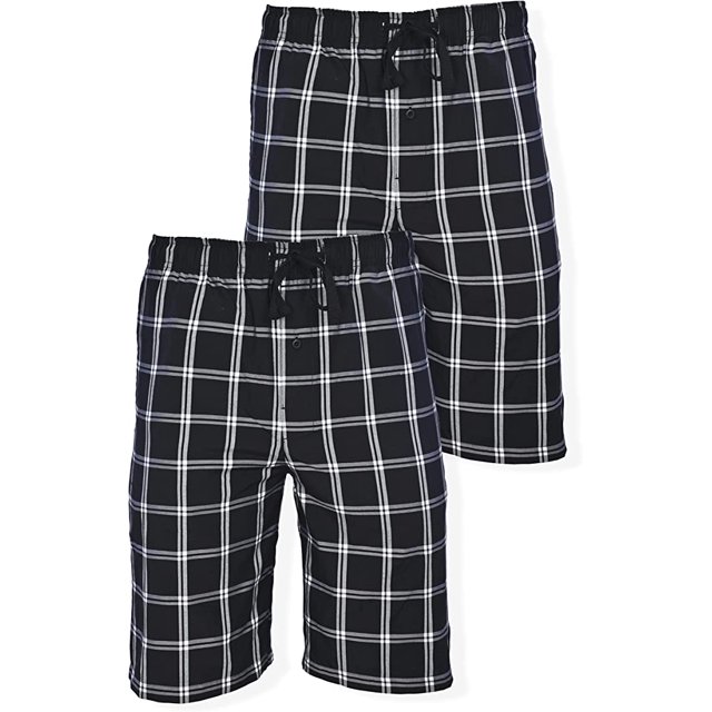 Hanes Men's 2Pack Woven Pajama Short, Midnight Black, Large