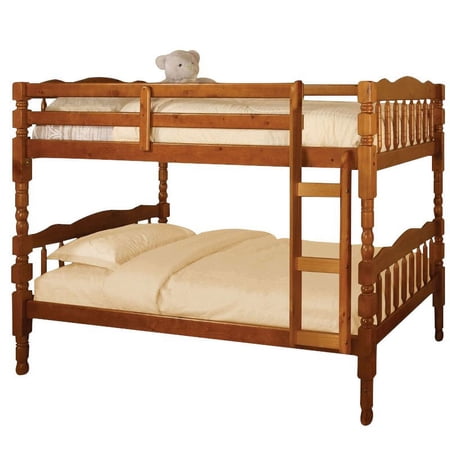 Furniture of America Luchenn Cottage Wood Twin over Twin Bunk Bed in Oak