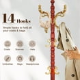 thumbnail image 4 of Solid Wood Coat Rack, Heavy Duty Freestanding Coat Tree with 14 Hooks for Coats, Handbags, 3 Adjustable Height Coat Hanger for Bedroom, Entryway, Livingroom, 4 of 8