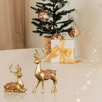 HBBKVI 2pcs Resin Deer Sculptures, Reindeer Decorations Indoor, Elegant Christmas Deer Statue Home Decor Accents, for Living Room, Bedroom Office and Shelf Room Decor Desk Decor