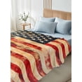 thumbnail image 4 of Retro American Flag Queen Size Flat Sheet, Wrinkleproof & Fadeproof Cooling Flat Bed Sheet Only, Vintage Red Strip Star US Flag Breathable Soft Bedding Top Sheets 90 x 102 Inches, 4 of 8