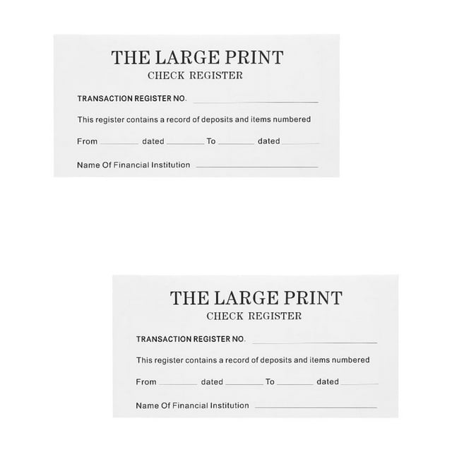 HLONK 2pcs 1 Book of Financial Register Check Register Large Print Checkbook Portable Financial Checkbook