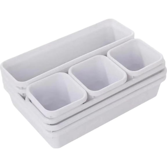 8PCS Plastic Drawer Organizer, 3 Sizes Versatile Desk Drawer Organizer Trays, Drawer Dividers, Organization and Storage Bins for Tools, Office, and Makeup