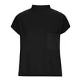 thumbnail image 4 of Women's Mock Neck Knit Summer Tops Loose Fit Trendy Dolman Short Sleeve Cropped Sweater Shirts Blouse with Pocket, 4 of 6