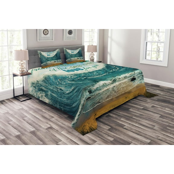 Ambesonne Saying Quilted Bedspread Set 2 Pcs, Valentines Day Theme, Twin Size, Multicolor