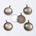 thumbnail image 2 of 5 Set DIY Pendant Making Tibetan Style Alloy Pendant Cabochon Settings and Transparent Glass Cabochons Flat Round Antique Bronze Tray: 30mm 42x33x2mm Hole: 3.5x5mm 29.5x7mm, 2 of 5