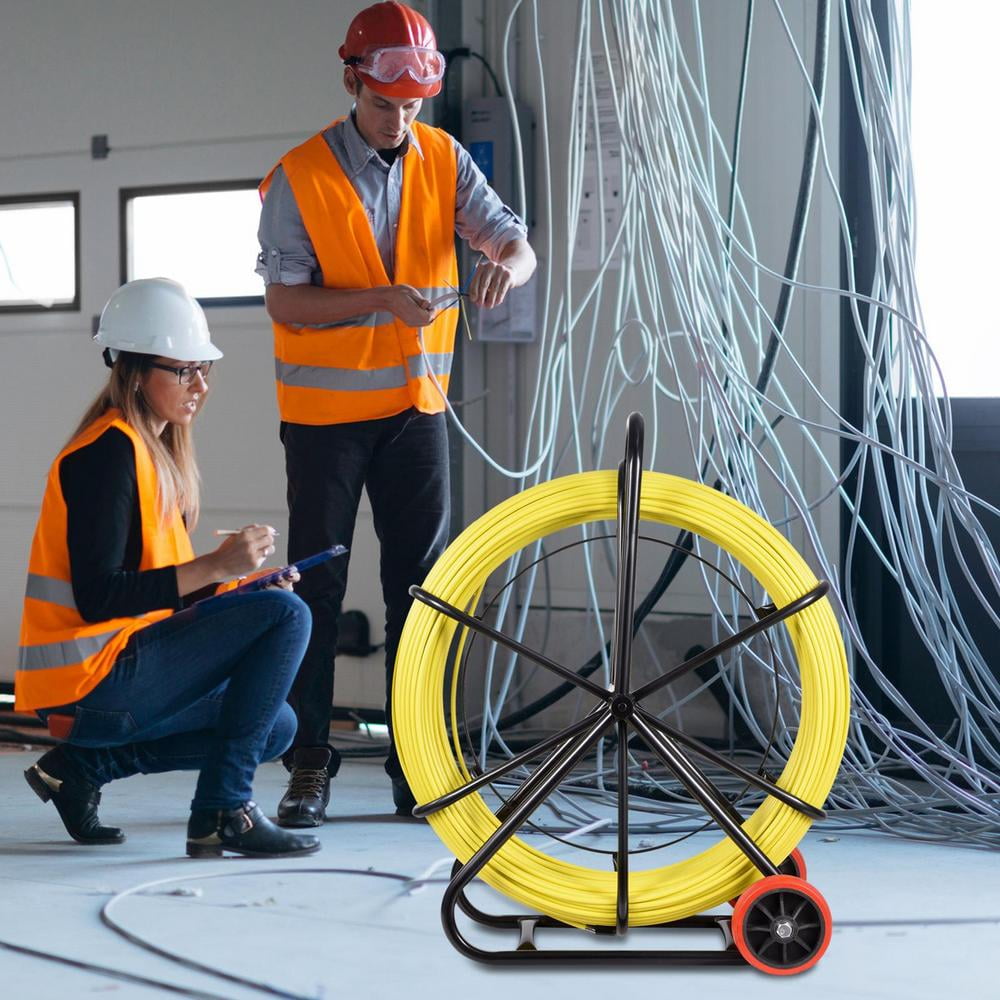 8MM 492FT Fiberglass Fish Tape, Non-Conductive Duct Rodder for Electrical Conduit Wiring and Commercial Building Installations