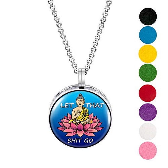Lotus Let Go Enamel Necklace Diffuser w/ pads and gift box