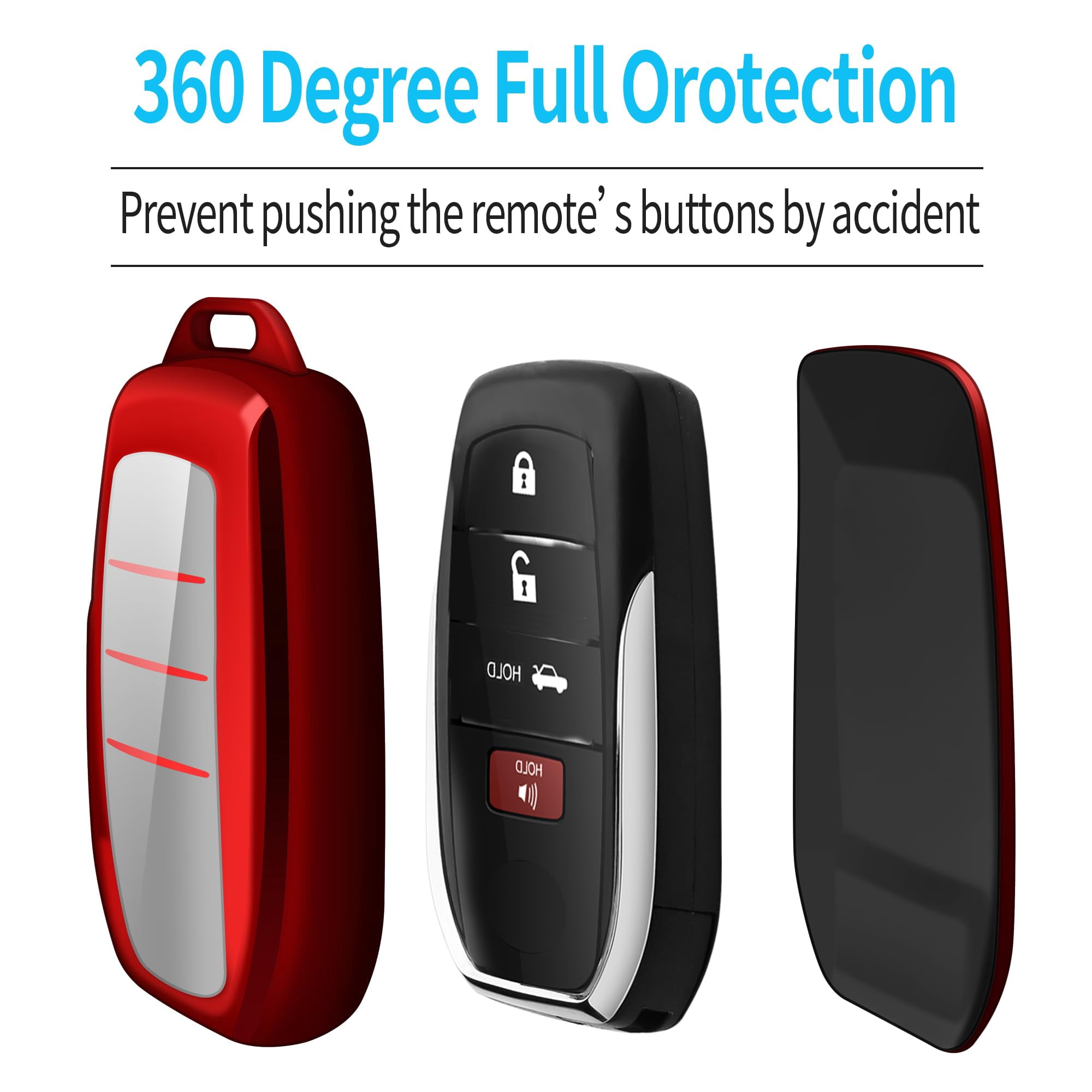Smooth Matte Soft Touch TPU Key Fob Cover for Toyota Camry 2025 Land Cruiser 2019-2025 Sienna Venza Hilux Fortuner Highlander 2023-2025 Tundra Corolla bZ4X Prius 4 5 6 Button Remote Case