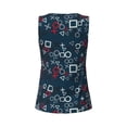 thumbnail image 5 of Xecao Navy Blue Geometric print women's scoop neck, loose-fit workout tank tops for the gym., 5 of 9