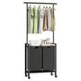 thumbnail image 2 of Accreate 2-Section Laundry Sorter with Hanging Bar – Laundry Hamper Organizer with Storage Shelf and Rolling Lockable Wheels (Black), 2 of 11
