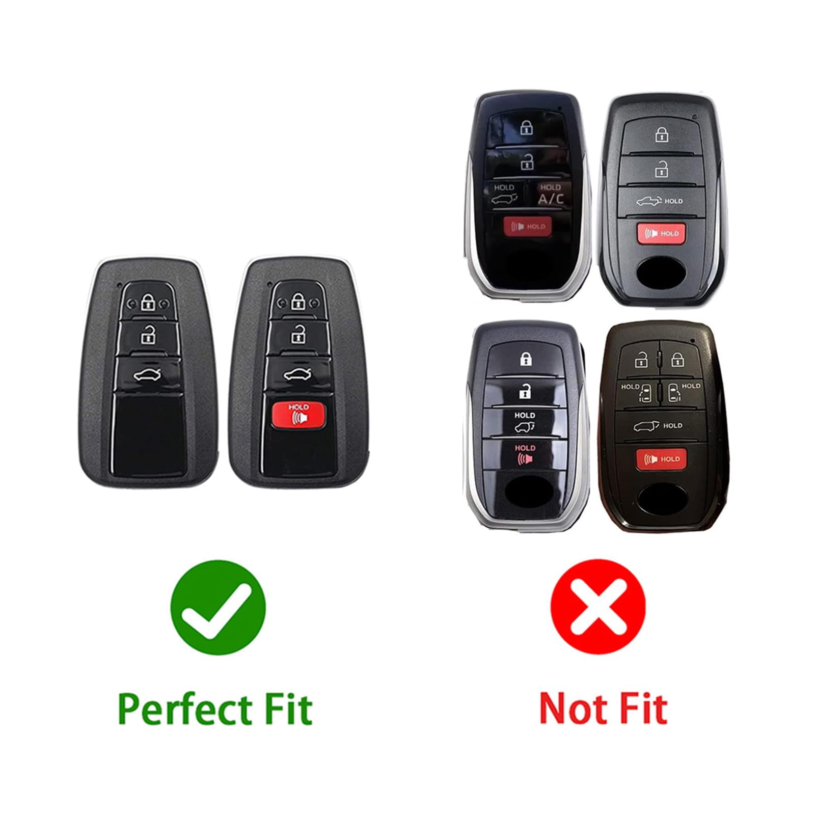 Key Cover Case, Zinc Alloy Metal Smart Remote Key Fob Case Protector Holder Shell Compatible with Toyota 2018-2022 Camry RAV4 Highlander Avalon C-HR Prius Corolla GT86