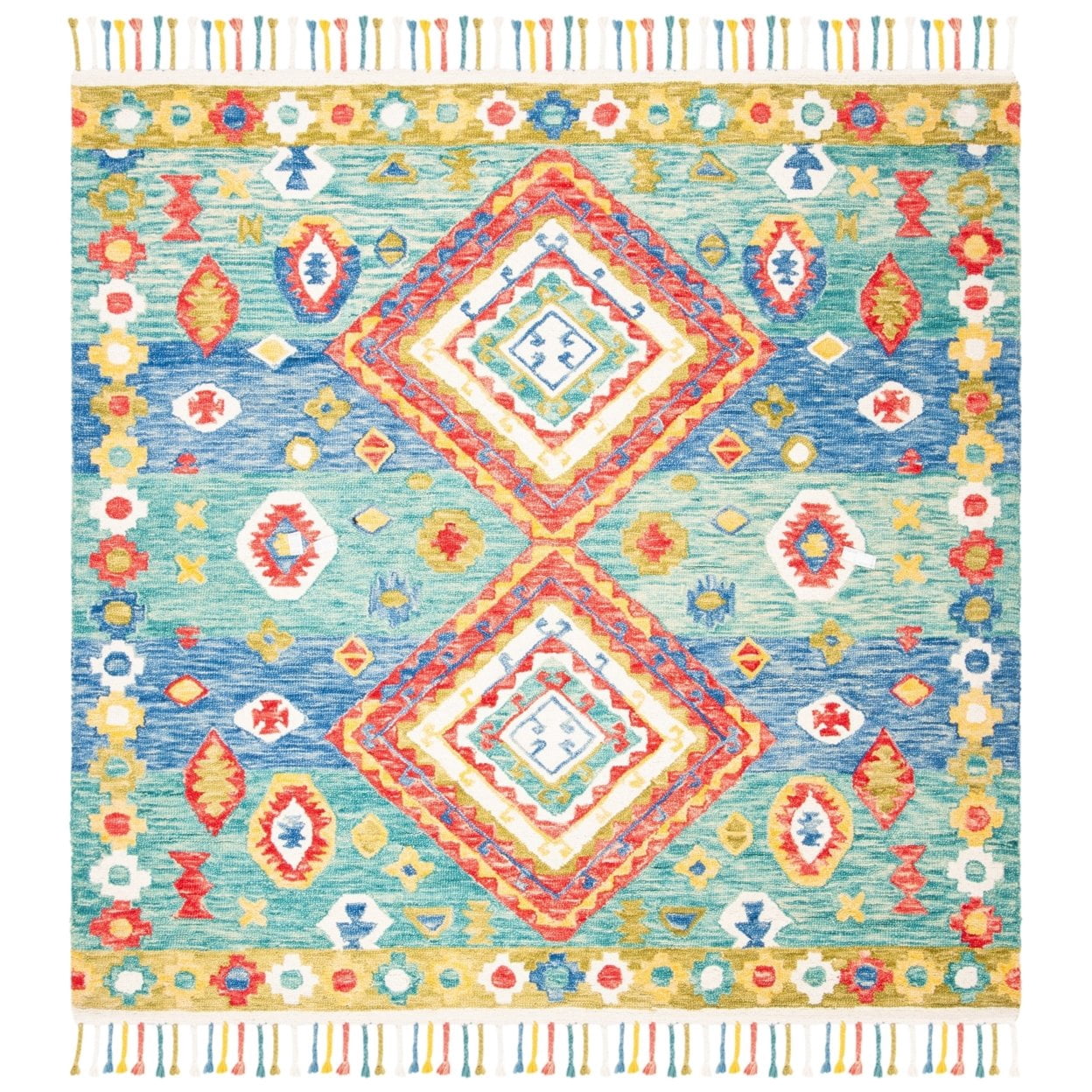 SAFAVIEH Aspen Linnette Colorful Geometric Wool Area Rug, Green/Red, 3' x 5'
