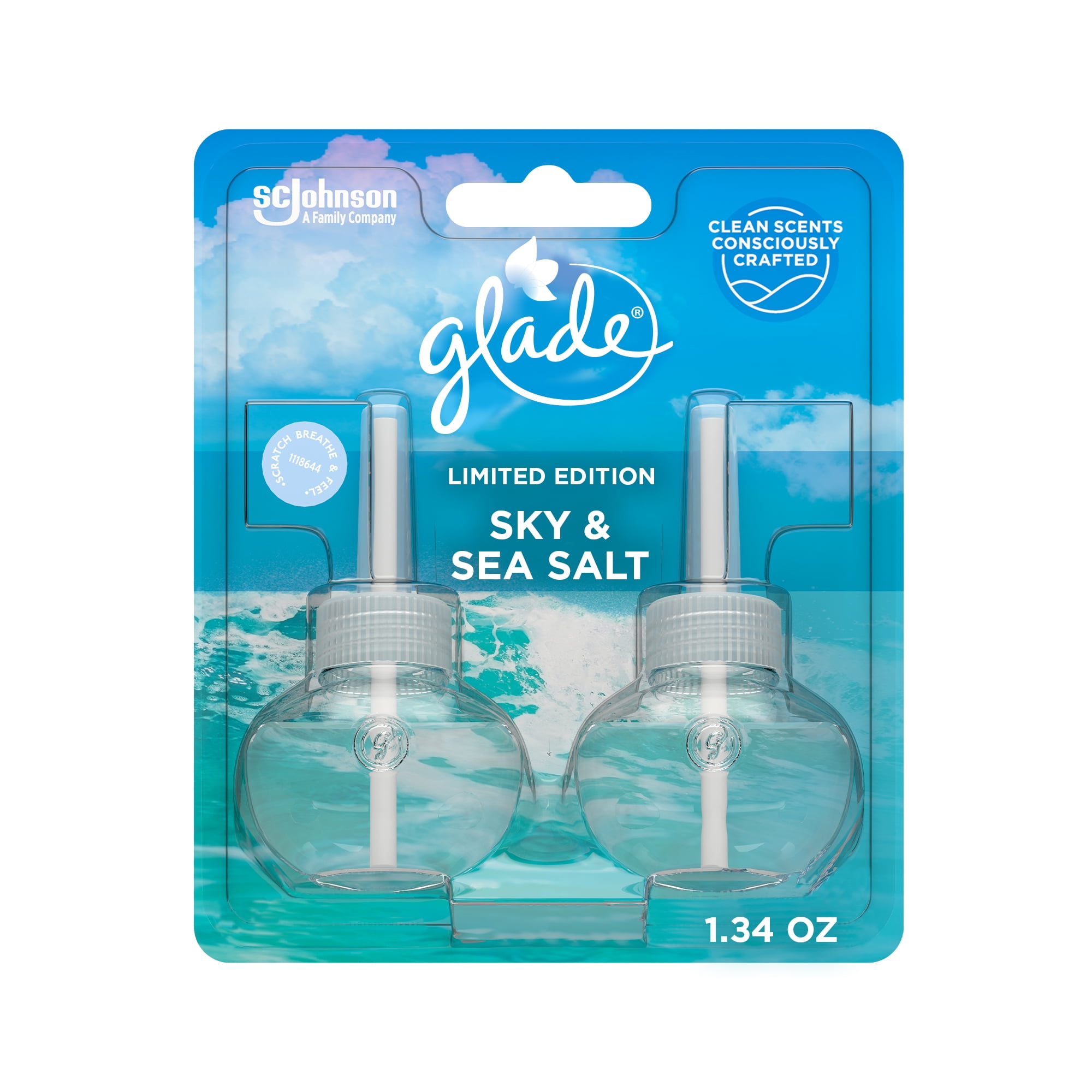 Glade Plugins Scented Oil, Sky and Sea Salt, Scented Oil Diffuser, 2