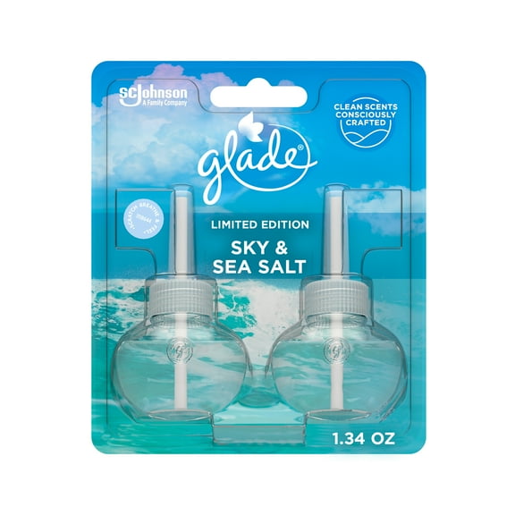 Glade Plugins Scented Oil, Sky and Sea Salt, Scented Oil Diffuser, 2 Refills 1.34 Ounce