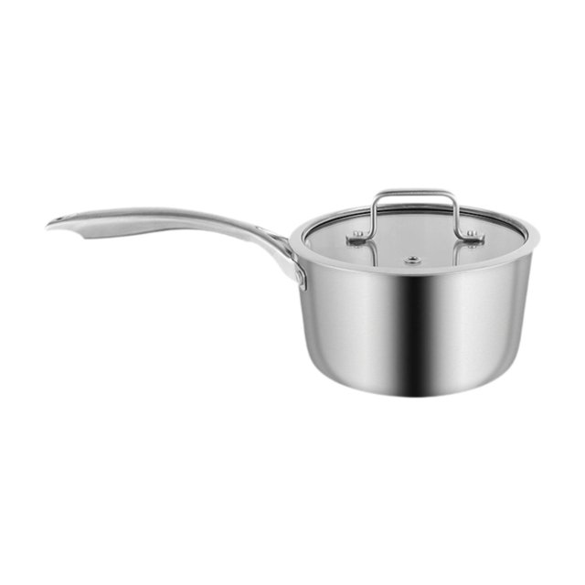 Olla para sopa, utensilio de cocina de acero inoxidable con asa, fácil de limpiar, con tapa, olla portátil para leche, utensilios de cocina para Diámetro exterior 18cm