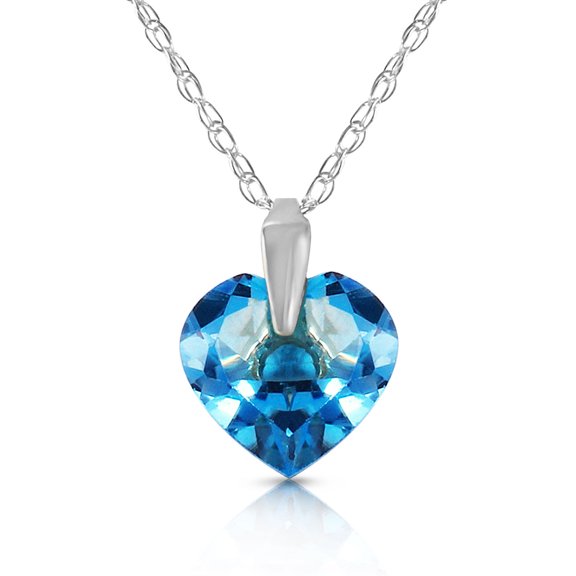 Galaxy Gold 14K Solid Gold Natural Blue Topaz Necklace for Women - White Gold Fine Jewelry