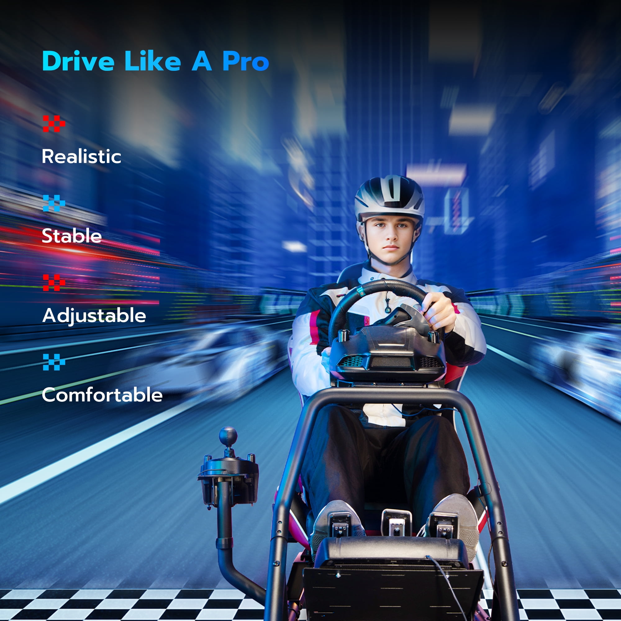 ARES WING Racing Simulator Cockpit with Seat, Adjustable Sim Racing Cockpit Compatible with Logitech, Thrustmaster, Fanatec, Moza, for PS5, PS4, Xbox and PC, Red