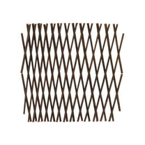 Expandable Wooden Garden Fence, Decorative Outdoor Fencing for Privacy, Flexible Trellis for Climbing Plants, Natural Brown Finish, 48" x 48"