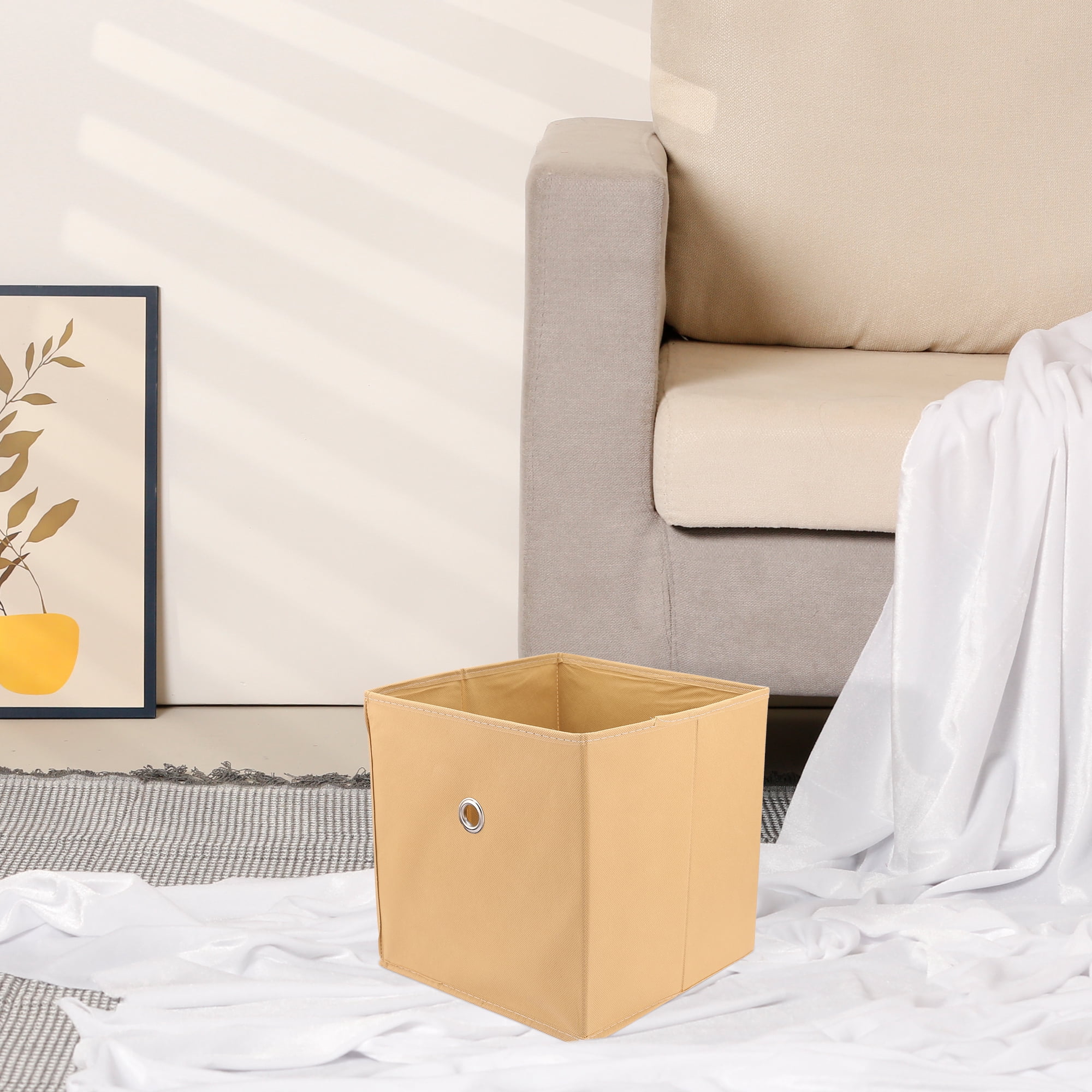 Unique Bargains Fabric Storage Bin for Shelves Closet Khaki 11*11*11in