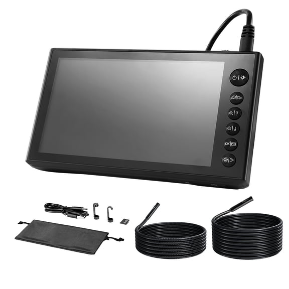 KFFKFF Triple Lens Endoscope with Dual-Cable Design, Industrial Inspection Camera with Light, 7" HD IPS Split-Screen, 8   2 LEDs, 8X Zoom, IP67 Waterproof Snake Camera