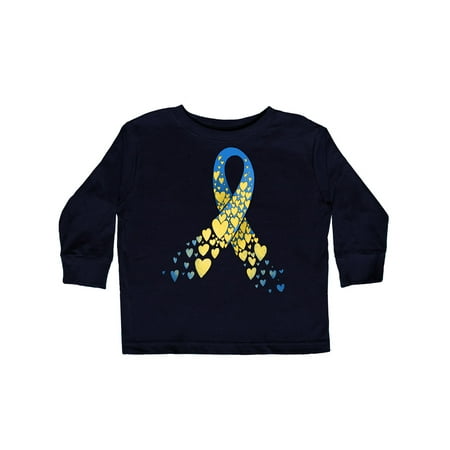 

Inktastic Down Syndrome Awareness Blue and Yellow Hearts Ribbon Gift Toddler Boy or Toddler Girl Long Sleeve T-Shirt