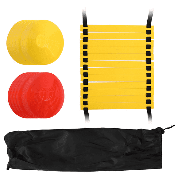 Sports Speed Agility Training Set 10 Disc Cones and Agility Ladder for Football Basketball Rugby Track