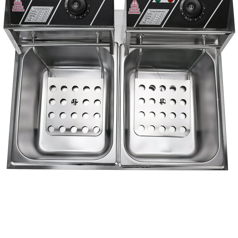  TOPKITCH Deep fryer Commercial Deep Fryer 12L x 2 Dual Tank  Electric Deep Fryers with Basket Electric Countertop Fryer for Restaurant  with 2 Frying Baskets, 3300W x 2, 240V Two 6-15