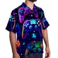 thumbnail image 2 of Game Controller Men's Short Sleeve Beach Shirts, Casual Printed Button Down, Summer Unisex Spread Collar Tops, 2 of 6