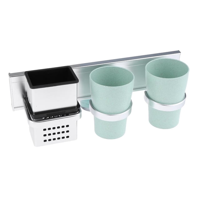 Soporte para secador de cabello Yinane Organizador de Aluminio Montaje en Pared Plata 30 x 10 x 7 cm