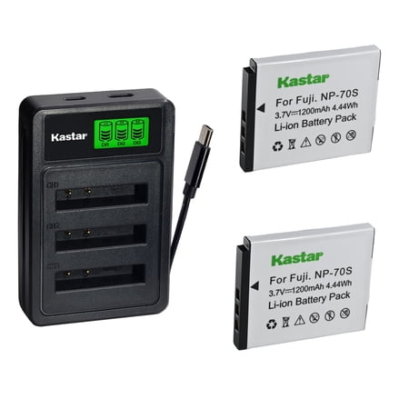 Kastar 2-Pack Battery with LZD3 USB Triple Charger Compatible with Fujifilm NP-70S Fujifilm Instax Mini 99 Camera