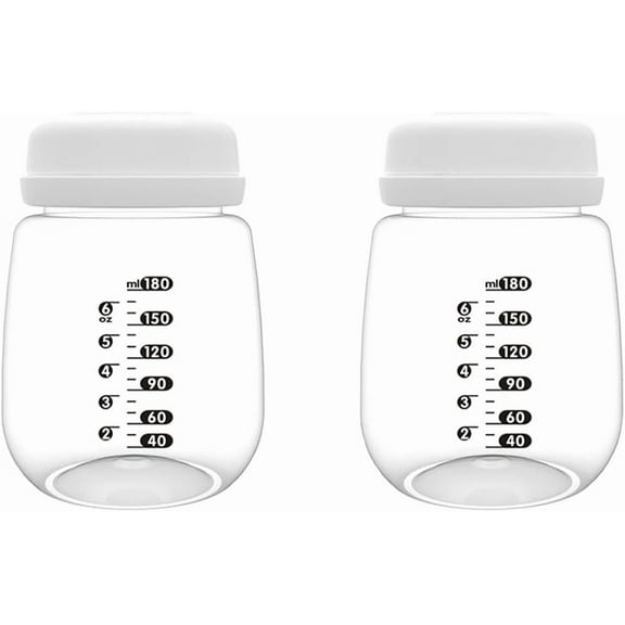 2pcs Breast Pump Collection Bottles for Spectra S2 S1 9 Plus Motif Luna Breast Pumps, 6.oz 180ml Reusable Wide Neck Bottles with Collar and Sealing Disc, Replace for Spectra Bottle