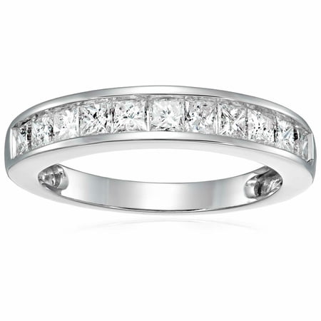 Vir Jewels 1 CTTW Princess Cut Diamond Wedding Band 14K White Gold Channel Set Size 5 Female Adult