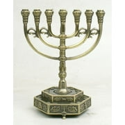 Menorah-12 Tribes Ornate W/Hexagon Base (7 Branched) (8 X 7 )-Brass