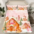 thumbnail image 2 of Manfei Lovely Gingerbread House Queen Sheet Sets,Merry Xmas Flat Sheet,Chic Xmas Tree Queen Fitted Sheet For Girls Boys,Super Cozy Room Decor,4 Pieces, 2 of 7
