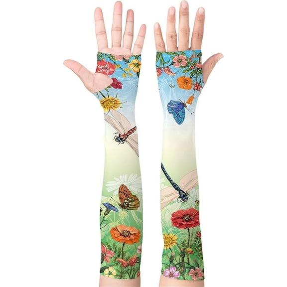 Garden Sleeves for Women Dragonfly Sun Protection Sleeves Anti-Scratch Arm Cooling Sleeves for Farmers Sports