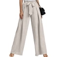 thumbnail image 4 of Cmfcve Wide Leg Pants for Women High Waisted Palazzo Pants Work Casual Flowy Tie Knot Trousers with Pockets, 4 of 5