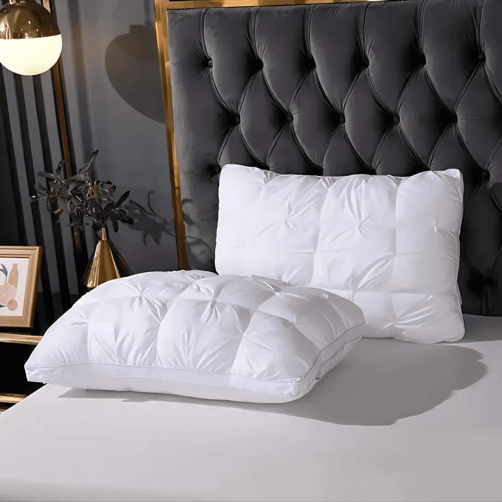 Kaqinu Queen Size Bed Pillows Set of 2, Hotel Quality, Down Alternative Gusseted Bed Pillows for Side, Back, or Stomach Sleepers, White