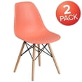 thumbnail image 4 of 2 Pk. Elon Series Peach Plastic Chair with Wooden Legs, 4 of 7