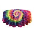 thumbnail image 5 of Colorful Tie Dye Pattern Round Tablecloth 60"x60",Wrinkle Wipeable Table Cloth for Kitchen Dining Room Picnic Patio Party, 5 of 6